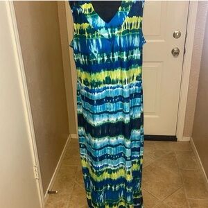 Avenue Blue and Green Maxi Dress
